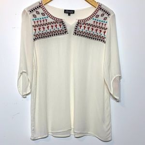 NWT Cowgirl Hardware Western Boho‎ Embroidered Top